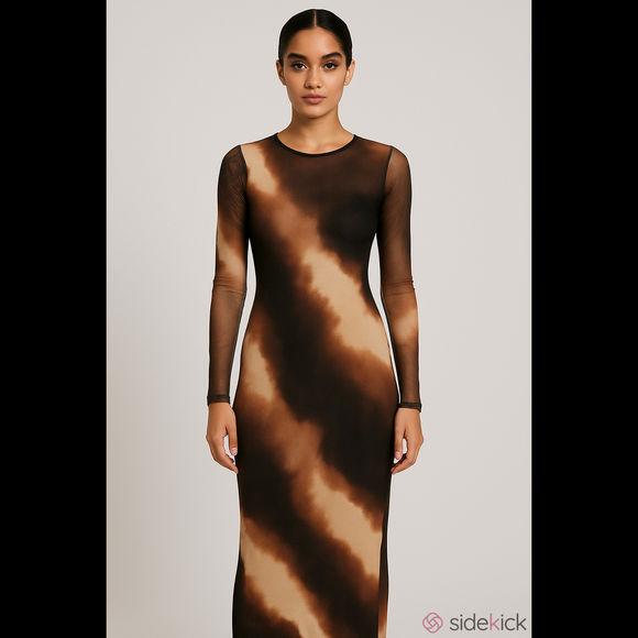 Bronze Snake Dresses & Skirts - Bronze Snake Amaya Midi Dress Mars Mesh Bodycon Long Sleeve XS AU 6